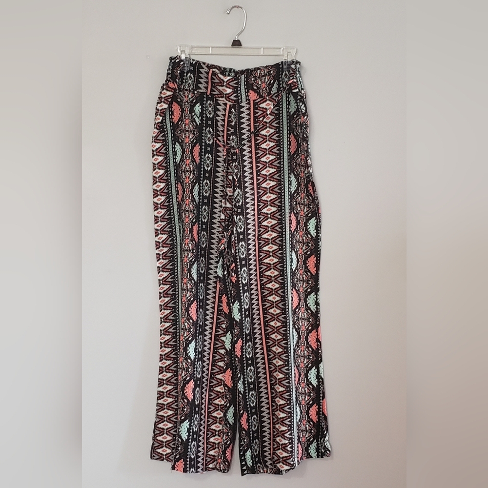 No Boundaries Black Multi-Print Wide Leg Pants